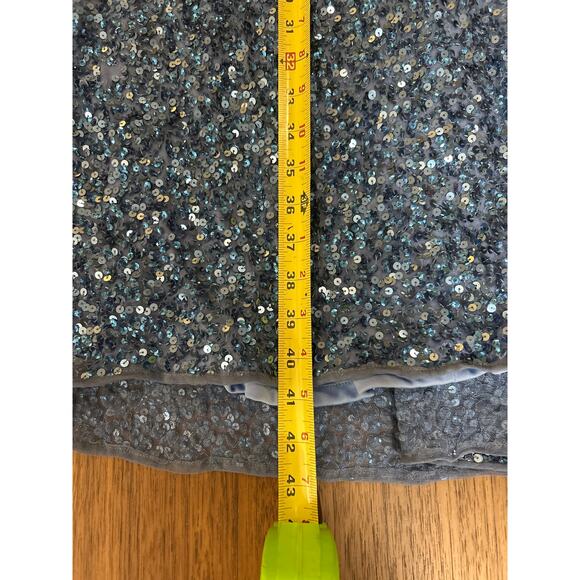 Mac Duggal Puff Shoulder Long Sleeve Sequined Surplice Gown In French Blue Sz 6 - Picture 11 of 11